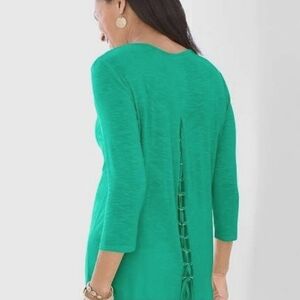 Chico's Bright Teal Green Tunic with Back Lace-Up Detail